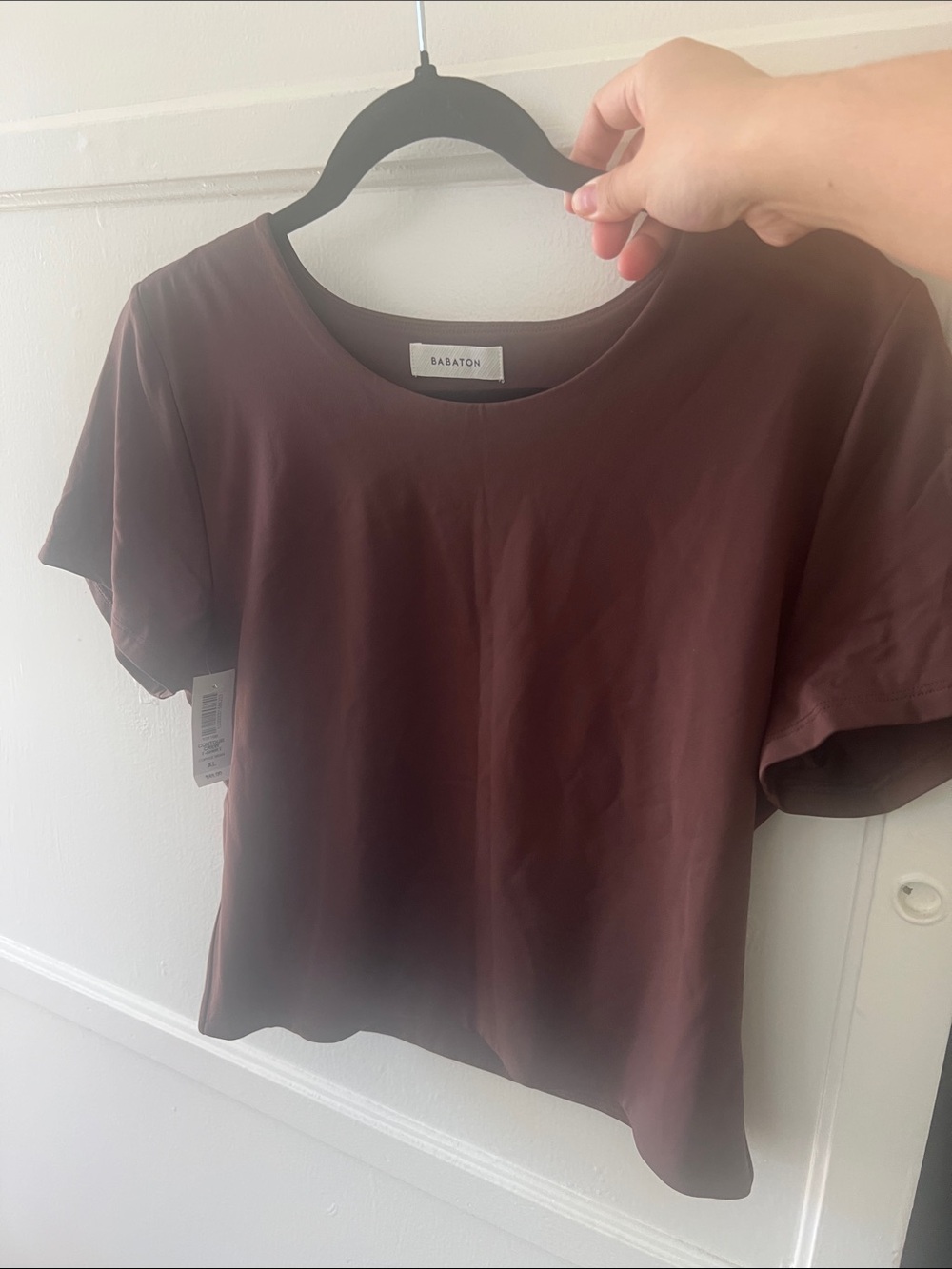 Babaton contour Short Sleeve Crewneck Top in Deep Brown (coffee bean), XL